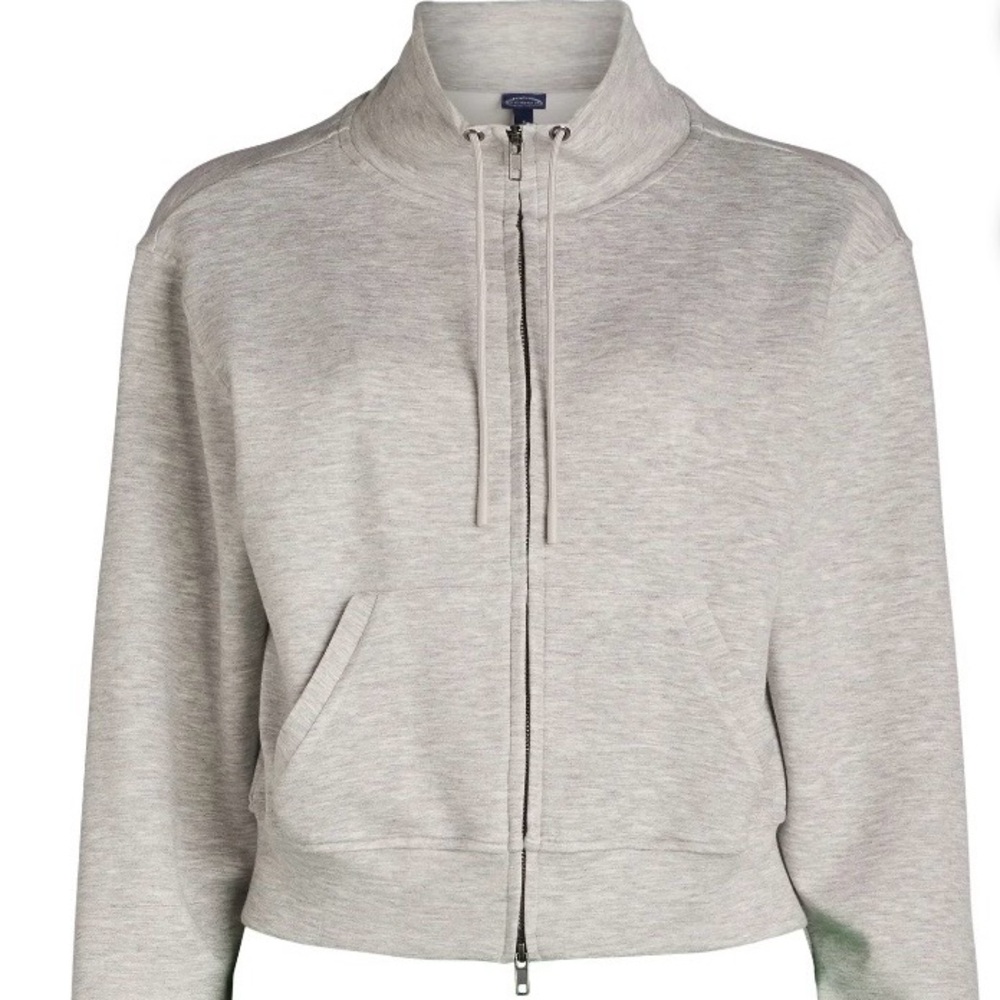 Scoop Scuba Knit Women's Zip-Up Sweatshirt Heather grey L NWOT